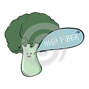 Cartoon Broccoli. High fiber.